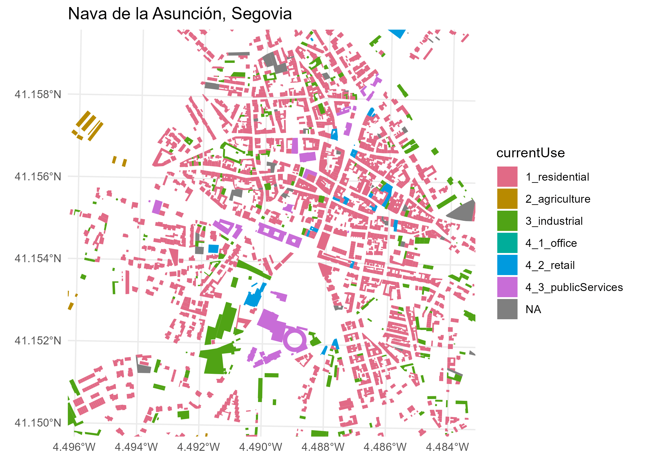 Extracting buildings in Nava de la Asuncion with the ATOM service