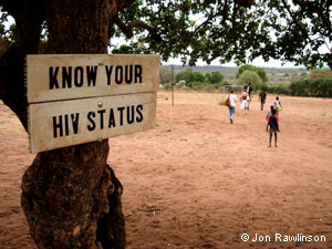 A sign promoting HIV testing in Livingstone, Zambia